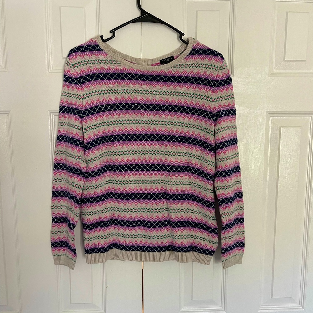 Talbots woman’s medium petite sweater with cute zipper back ladies top
